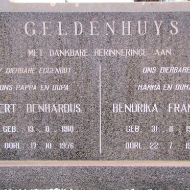 GELDENHUYS Gert Bernardus 1910-1976 &amp; Hendrika Francina 1908-1995