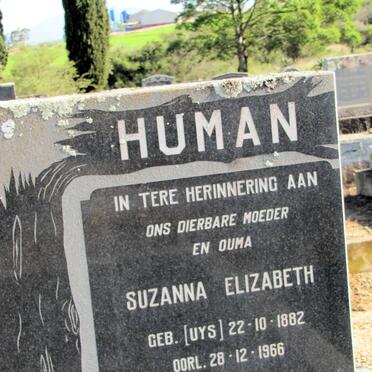 HUMAN Suzanna Elizabeth geb UYS 1882-1966