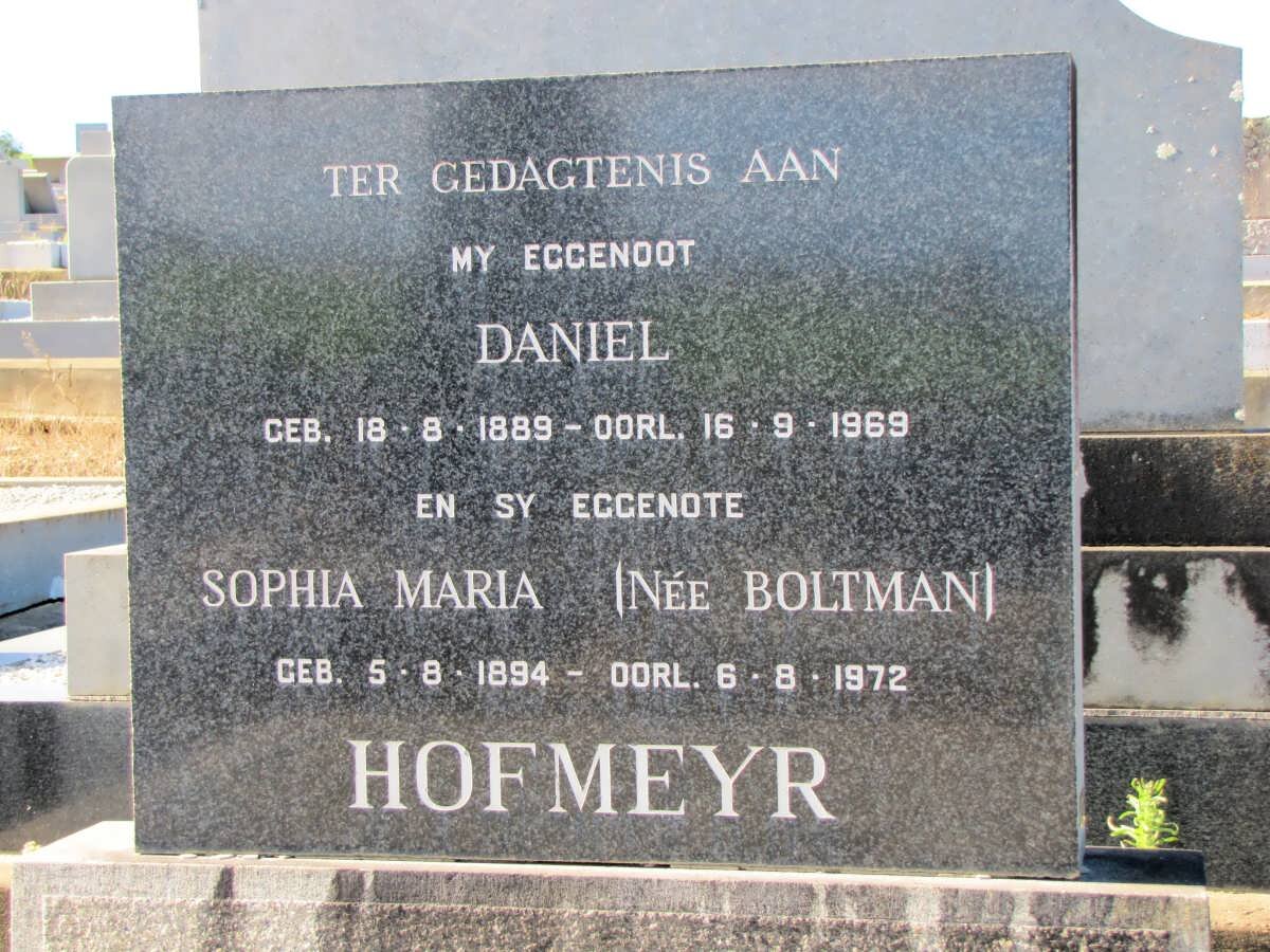 HOFMEYR Daniel 1889-1969 &amp; Sophia Maria BOLTMAN 1894-1972