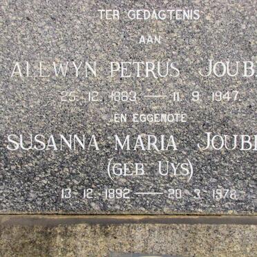 JOUBERT Alewyn Petrus 1883-1947 &amp; Susanna Maria UYS 1892-1978