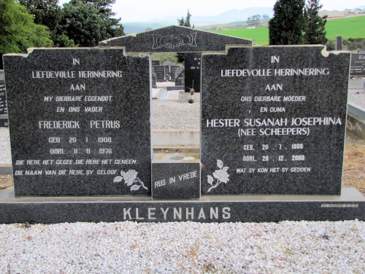 KLEYNHANS Frederick Petrus 1908-1976 &amp; Hester Susanah Josephina SCHEEPERS 1908-2000 1908-2000