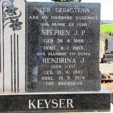 KEYSER Stephen J.P. 1888-1963 &amp; Hendrina J. UYS 1897-1974