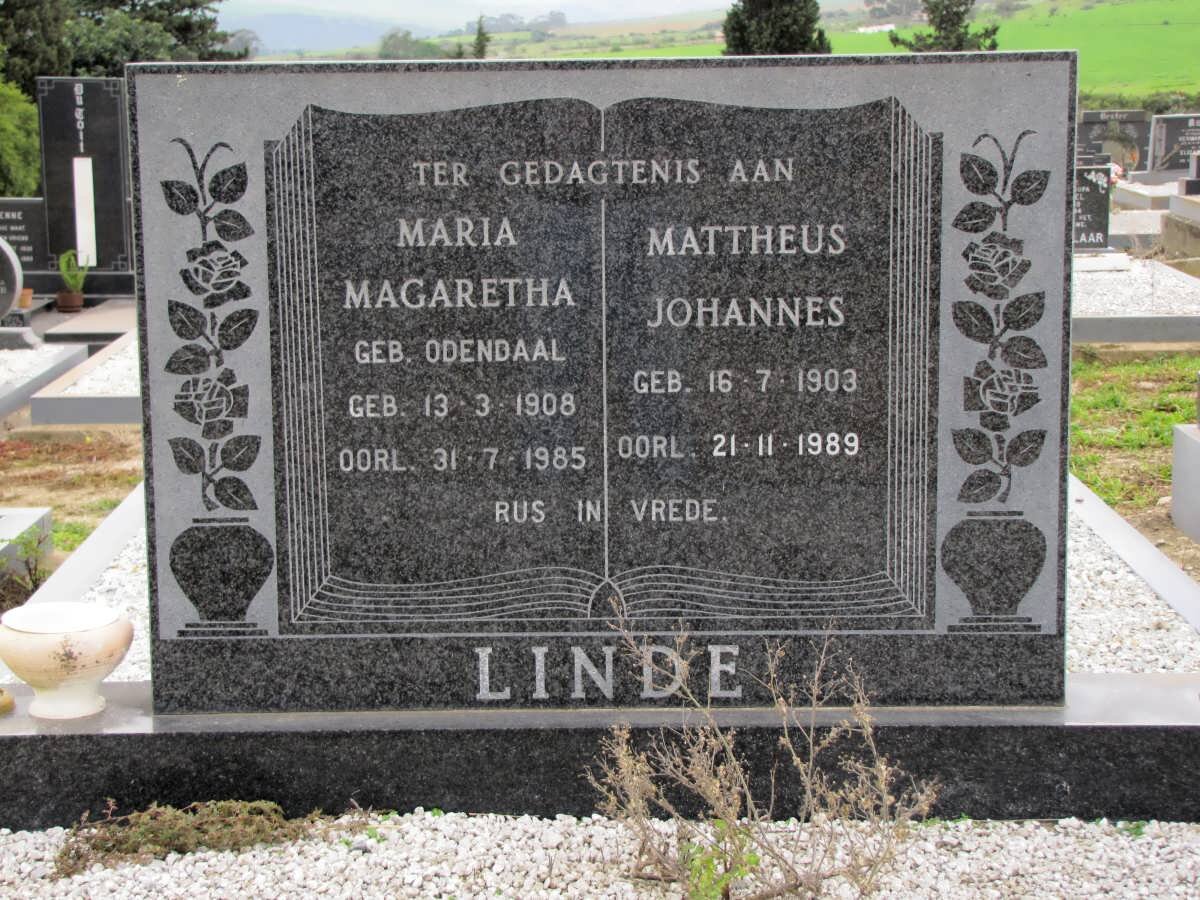 LINDE Mattheuss Johannes 1903-1989 &amp; Maria Magaretha ODENDAAL 1908-1985