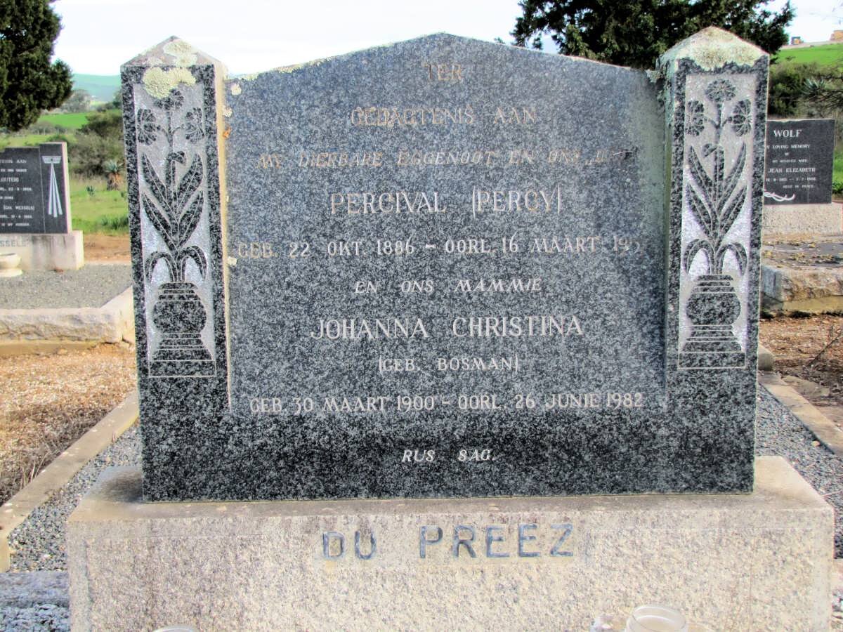 PREEZ Percival, du 1886-195? &amp; Johanna Christina BOSMAN 1900-1982