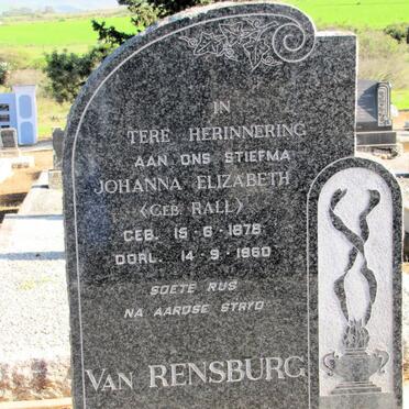 RENSBURG Johanna Elizabeth, van geb RALL 1878-1960