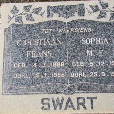 SWART Christiaan Frans 1888-1968 &amp; Sophia M.E. 1918-1999