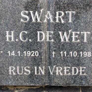 SWART H.C. de Wet 1920-1985