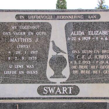 SWART Matthys J. 1917-1978 &amp; Alida Elizabeth 1929-1994 :: SWART C.F.J. 1953-1982