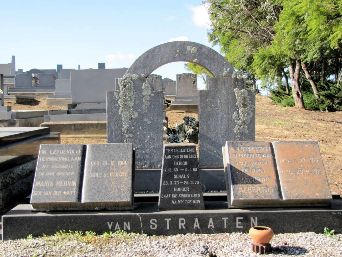 STRAATEN Jacobus Albertus, van 1918-1981 &amp; Maria Mervin VAN DER WATT 1914-1978