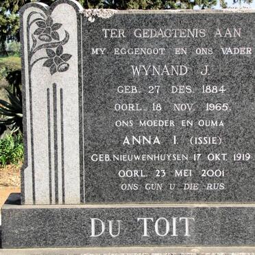 TOIT Wynand J. 1884-1965 &amp; Anna I. NIEUWENHUYSEN 1919-2001