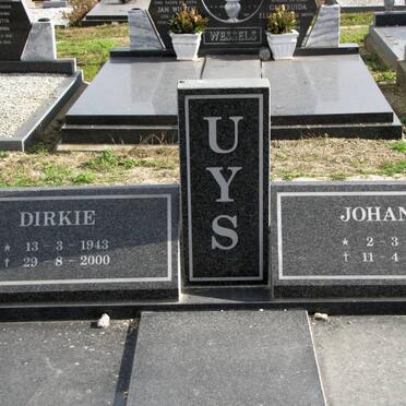 UYS Dirkie 1943-2000 &amp; Johanna 1944-2007