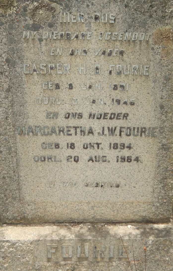 FOURIE Casper H.B. 1891-1946 &amp; Margaretha J.W. 1894-1964
