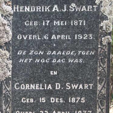 SWART Hendrik A.J. 1871-1923 &amp; Cornelia D. 1875-1937