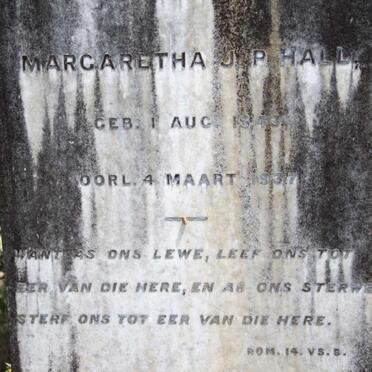 HALL Margaretha J.P. 1843-1937