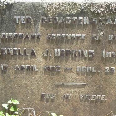 HOPKINS Petronella J. nee VAN WYK 1902-1939