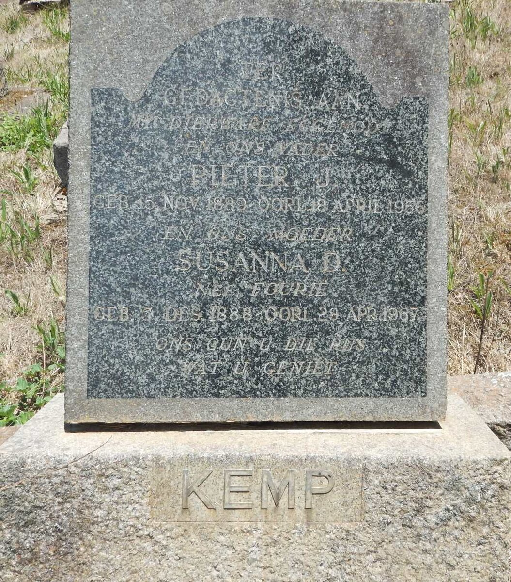 KEMP Pieter J. 1889-1956 &amp; Susanna D. FOURIE 1888-1967