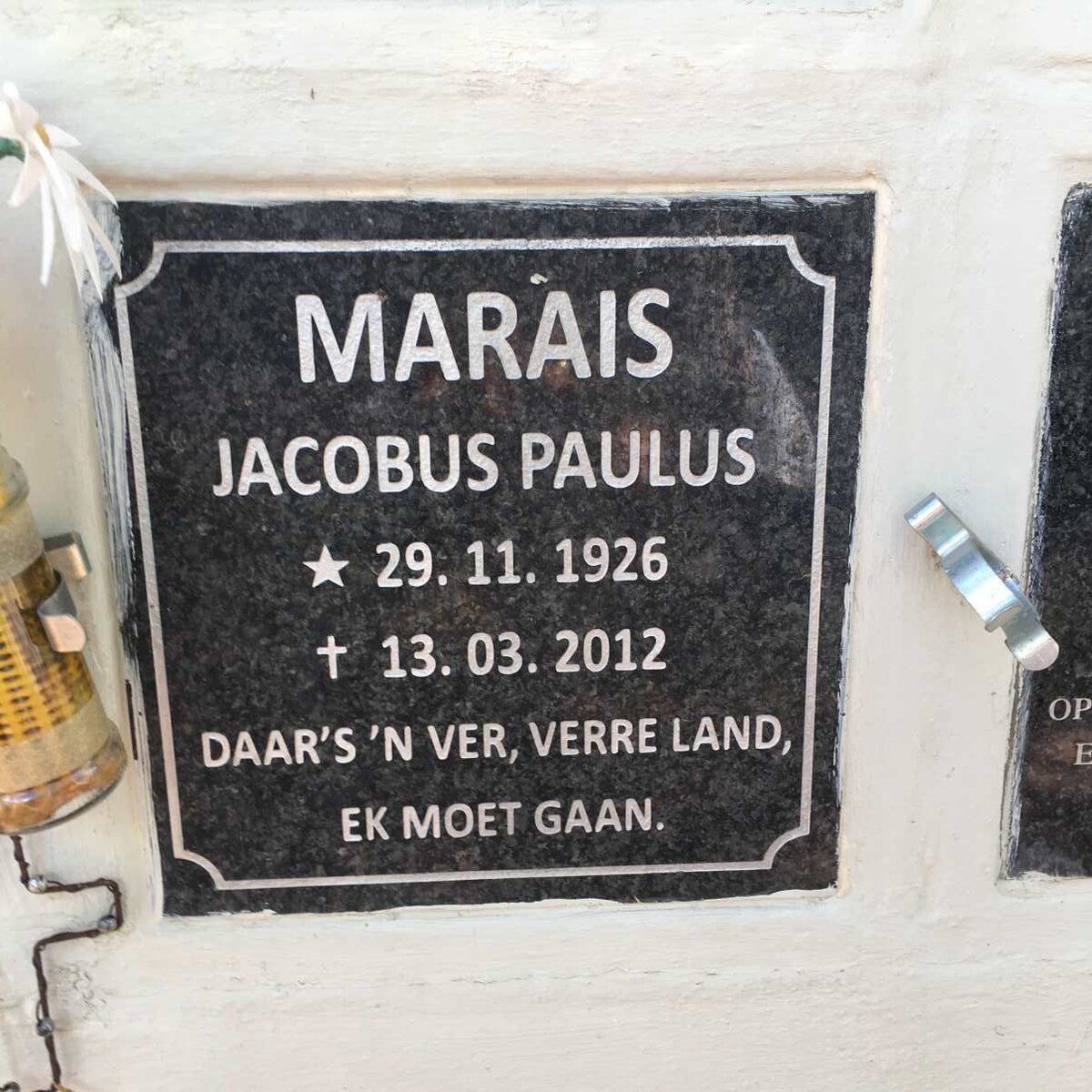 MARAIS Jacobus Paulus 1926-2012