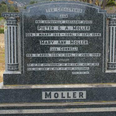 MOLLER Pieter B.A. 1868-1944 &amp; Mary Ann CONNELL 1866-1944