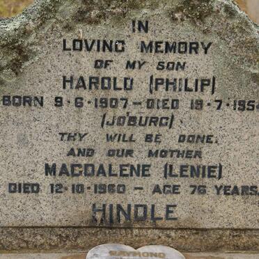 HINDLE Harold 1907-1954 :: HINDLE Magdalene -1960
