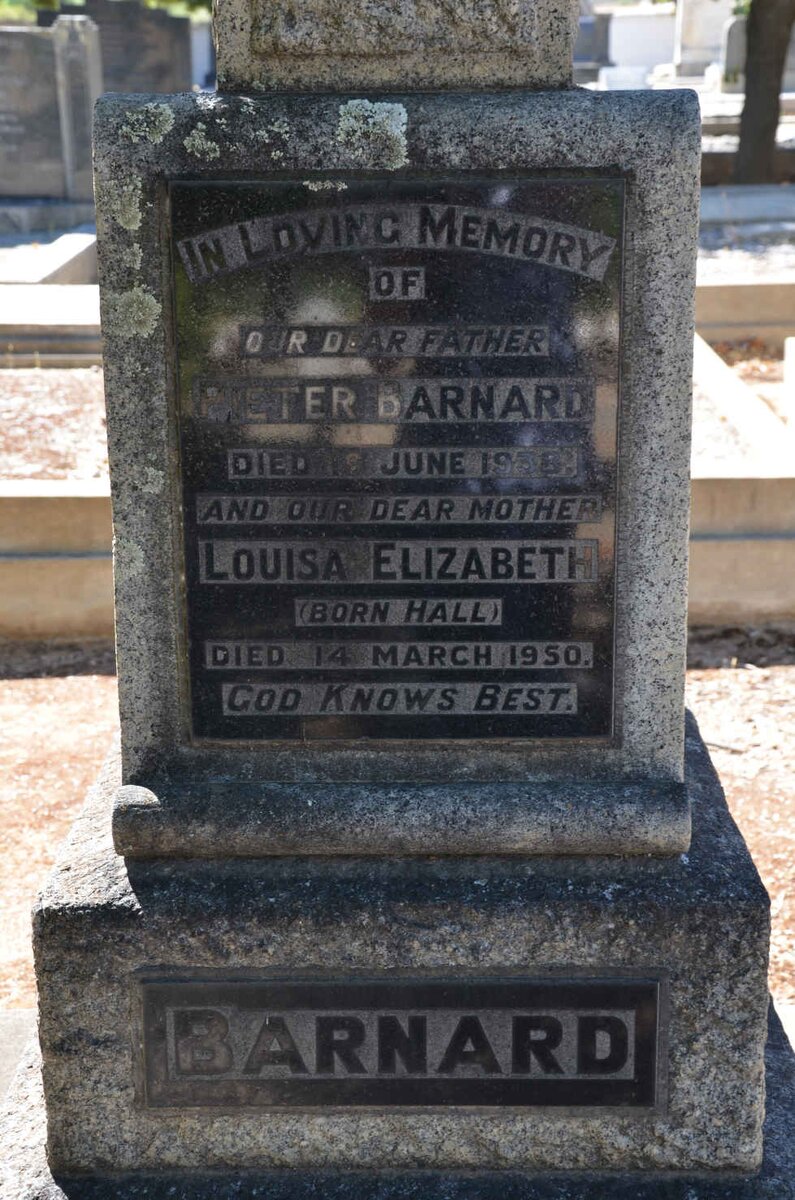 BARNARD Pieter -1938 &amp; Louisa Elizabeth HALL -1950