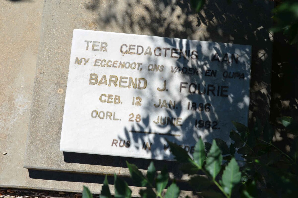 FOURIE Barend J. 1886-1962