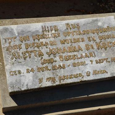 KOCK Aletta Johanna, de nee BEESLAAR 1862-1940