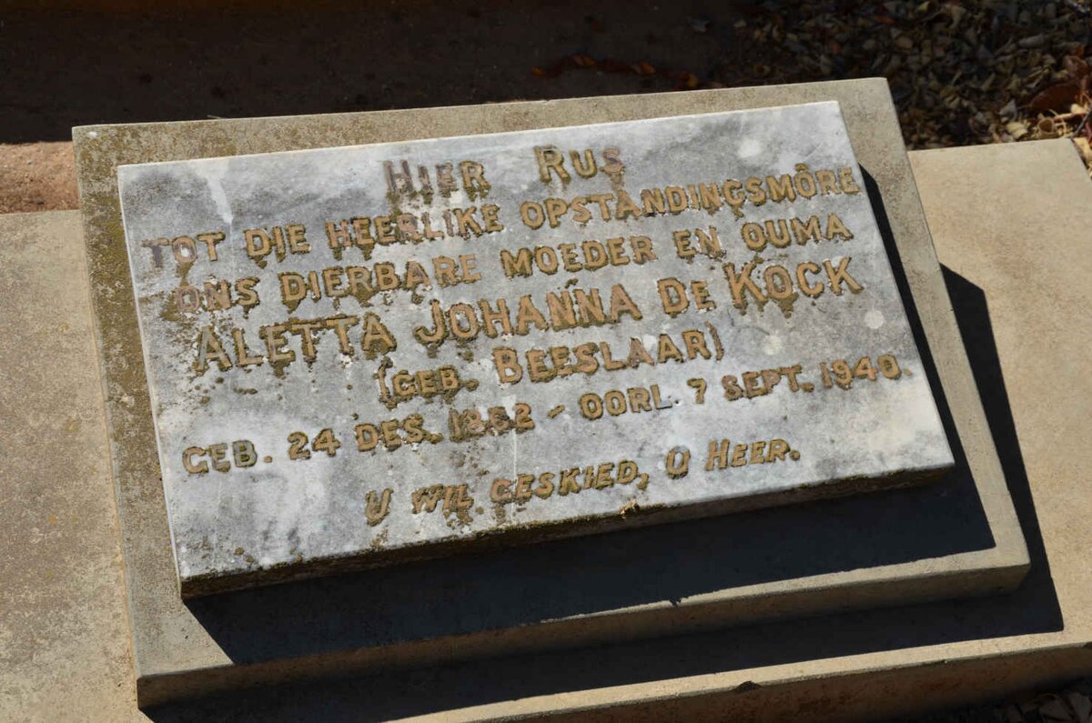 KOCK Aletta Johanna, de nee BEESLAAR 1862-1940