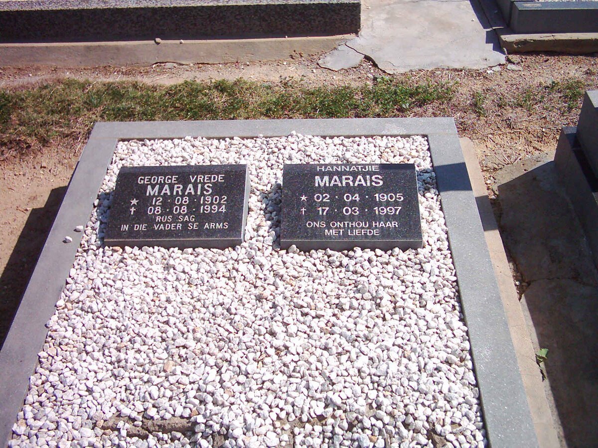 MARAIS George Vrede 1902-1994 &amp; Hannatjie 1905-1997