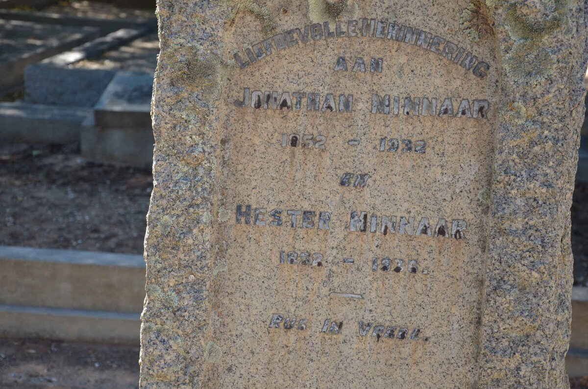 MINNAAR Jonathan 1852-1932 &amp; Hester 18?2-1936