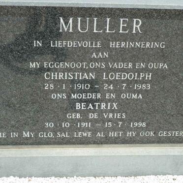 MULLER Christian Loedolph 1910-1983 &amp; Beatrix DE VRIES 1911-1998