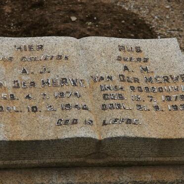 MERWE A.J., van der 1874-1942 &amp; A.M. ROSSOUW 1879-1933