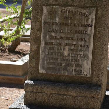 ROUX Jan C., le 1861-1930 &amp; Judith Aletta CONRADIE 1871-1949