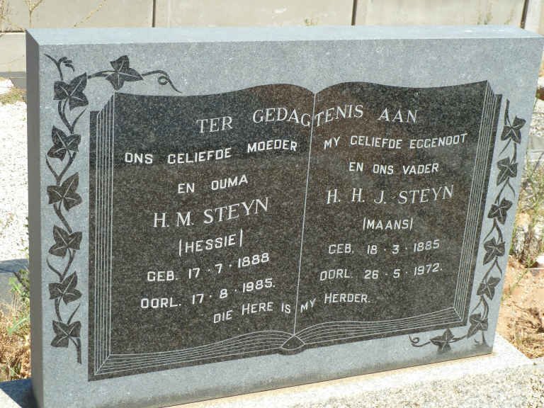 STEYN H.H.J. 1885-1972 &amp; H.M. 1888-1985