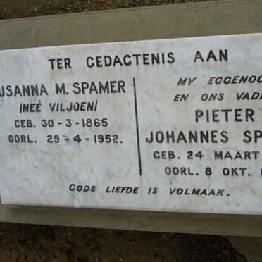 SPAMER Pieter Johannes 1863-1939 &amp; Susanna M. VILJOEN 1865-1952