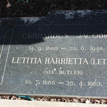 SWART Gerhardus Jacobus 1880-1948 &amp; Letitia Harrietta BUTLER 1885-1963