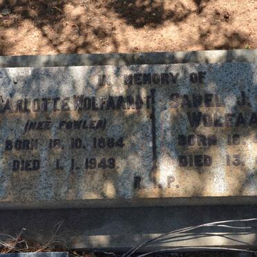 WOLFAARDT Sarel J. 1869-1959 &amp; Charlotte FOWLER 1864-1949