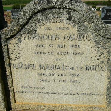 MARAIS Francois Paulus 1869-1942 &amp; Rachel Maria LE ROUX 187?-1941