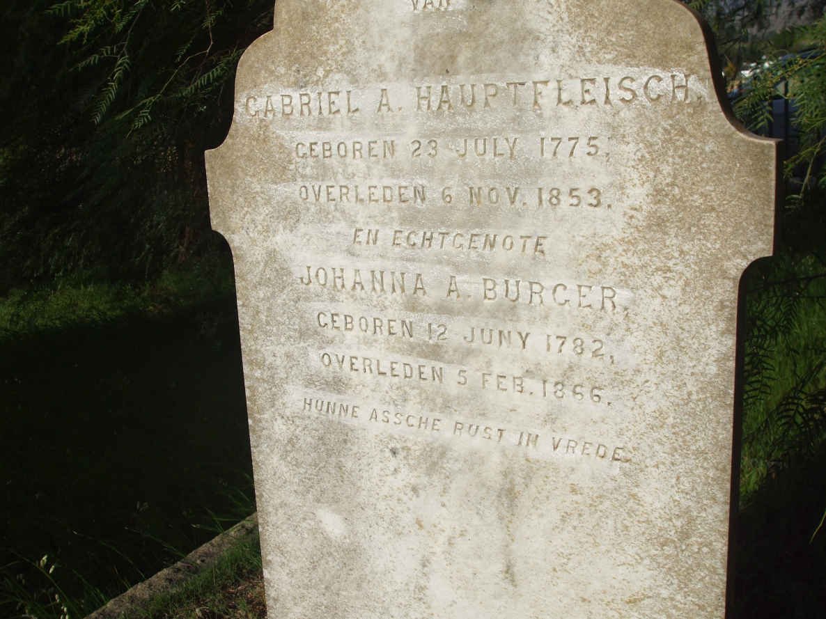 HAUPTFLEISCH Gabriel 1775-1853 &amp; Johanna A. BURGER 1782-1866