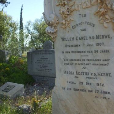 MERWE Willem Carel, v.d. -1907 &amp; Maria Agatha KRIEGLER -1932 