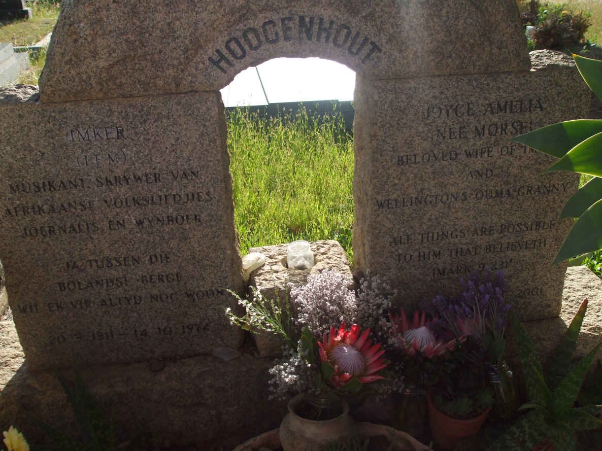 HOOGENHOUT Imker  F.M. 1911-1974 &amp; Joyce Amelia MORSE 1916-2001