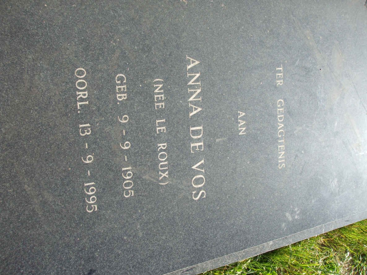 JOUBERT Anna de Vos nee LE ROUX 1905-1995