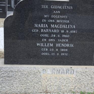 BARNARD Willem Hendrik 1896-1972 &amp; Maria Magdalena BARNARD 1897-1960