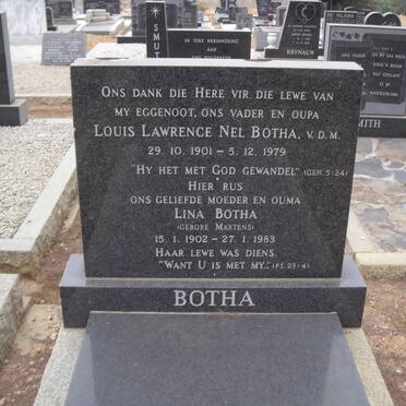 BOTHA Louis Lawrence Nel Botha V.D.M. 1901-1979 &amp; Lina MARTENS 1902-1983