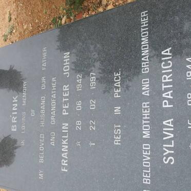 BRINK Franklin Peter John 1942-1997 &amp; Sylvia Patricia 1944-2006