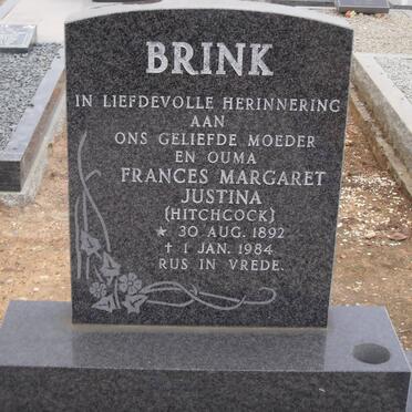 BRINK Frances Margaret Justina nee HITCHCOCK 1892-1984