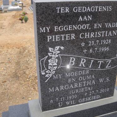 BRITZ Pieter Christian 1928-1996 &amp; Margaretha W.S. 1930-2010