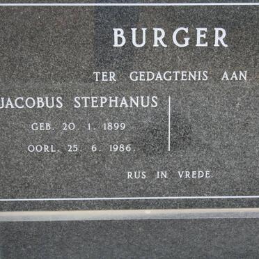 BURGER Jacobus Stephanus 1899-1986