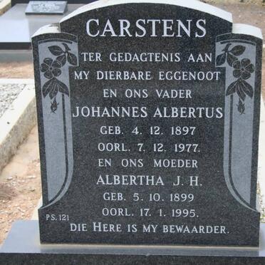 CARSTENS Johannes Albertus 1897-1977 &amp; Albertha J.H. 1899-1995
