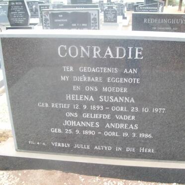 CONRADIE Johannes Andreas 1890-1986 &amp; Helena Susanna RETIEF 1893-1977