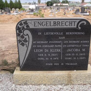 ENGELBRECHT Leon de Klerk 1927-1971 &amp; Jacoba M. 1925-1987
